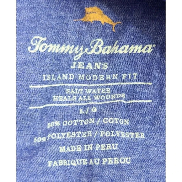 Tommy Bahama Polo Golf Shirt Men's Large Heather Blue Island Modern Fit - Picture 3 of 3